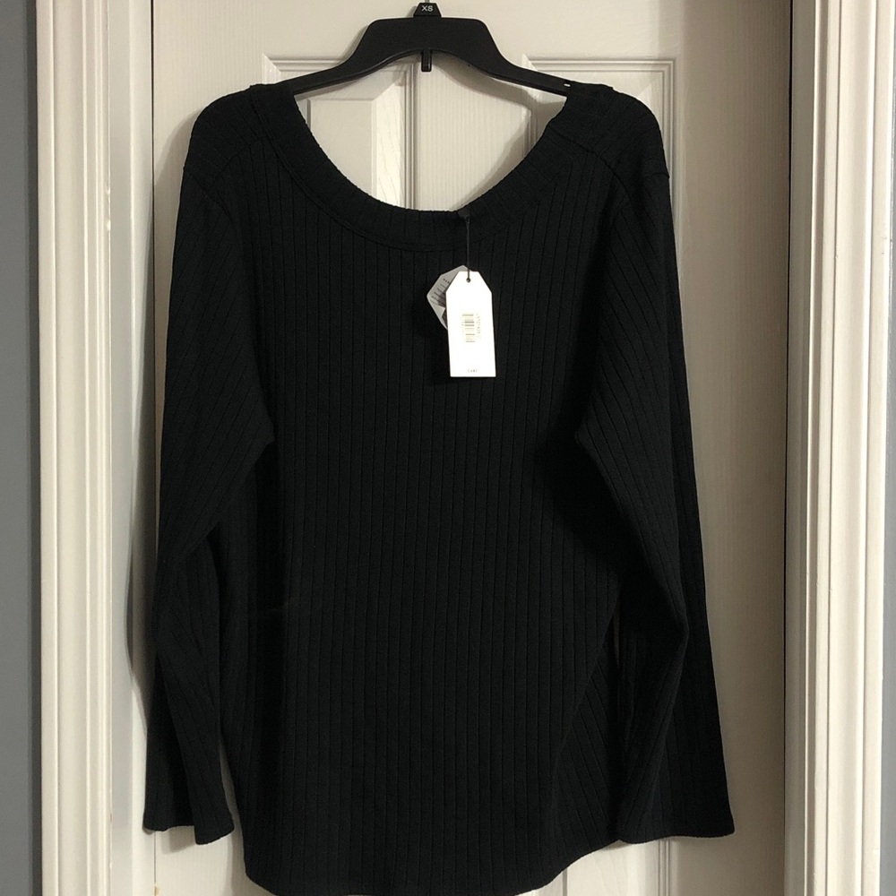 NWT Universal Standard Noomi Off-the-Shoulder Ribbed Sweater in Black Size 22-24